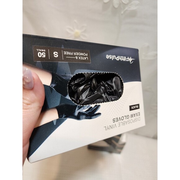 Fifth Pulse Black Small Exam Gloves 3pks Box Bundle Disposable Vinyl Single Use - Picture 6 of 6